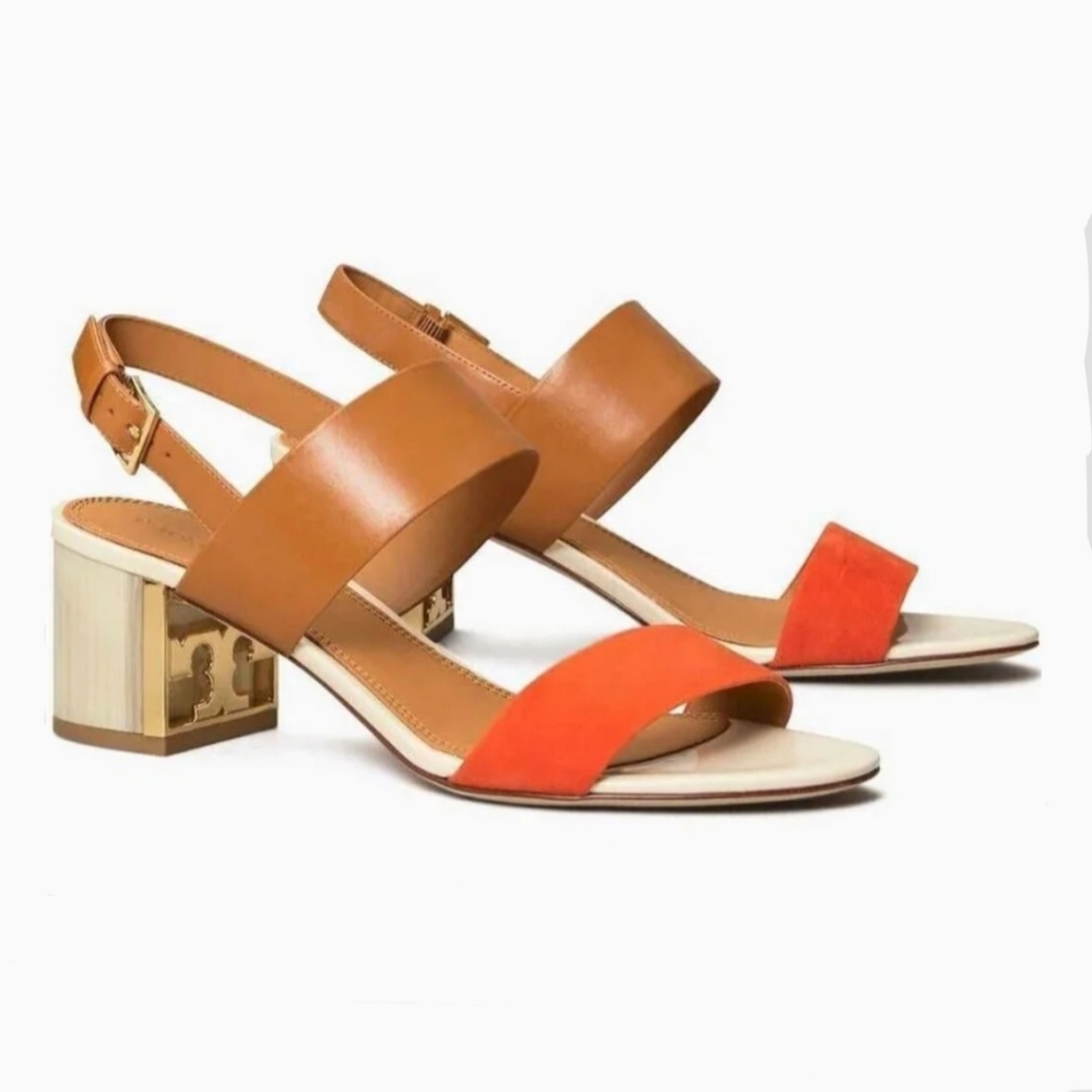 Tory Burch Summer Block Heels | Suede and Leather | Size 5 - Picture 2 of 11